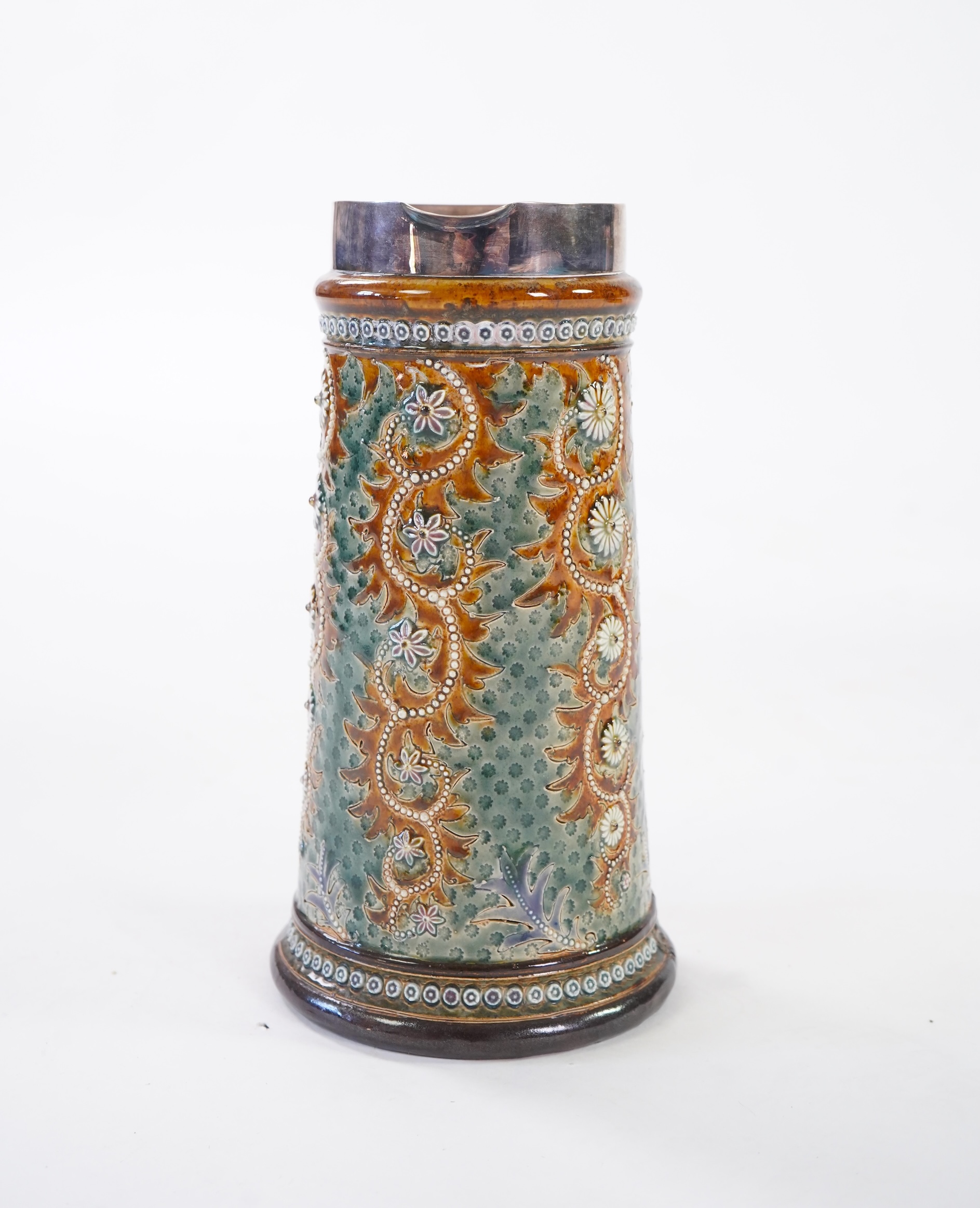 George Tinworth and Rosina Brown for Doulton Lambeth: A stoneware lemonade jug